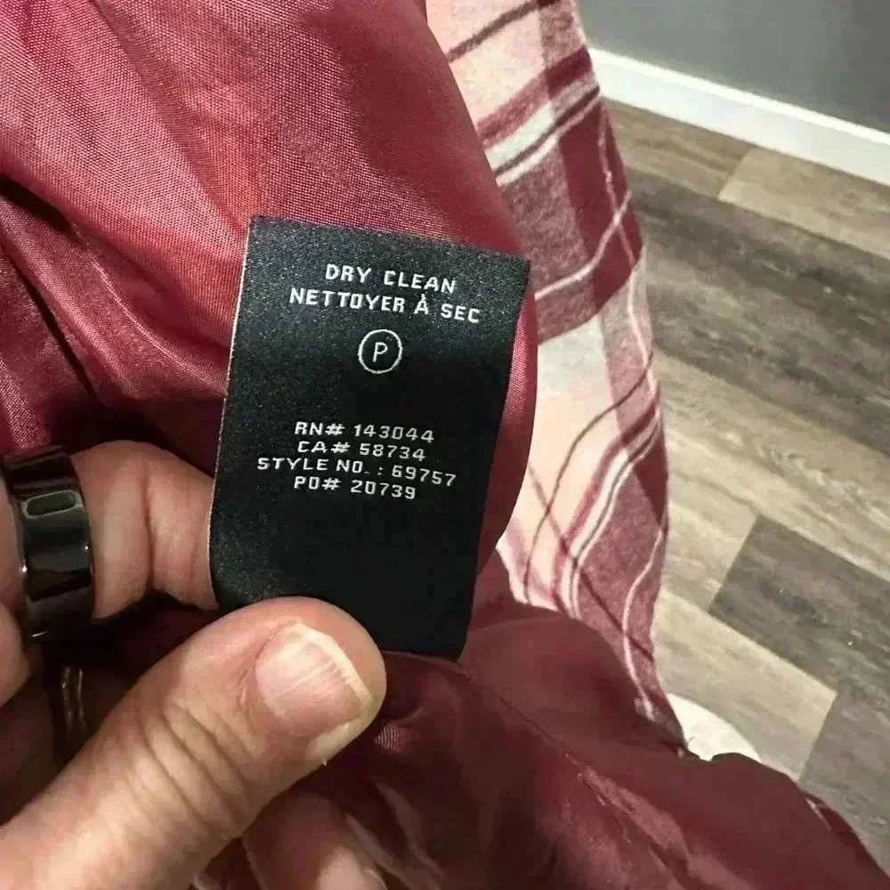 7 FOR ALL MANKIND Women Size S Pink/Red Plaid Double Breasted Peacoat Jacket - Picture 7 of 7